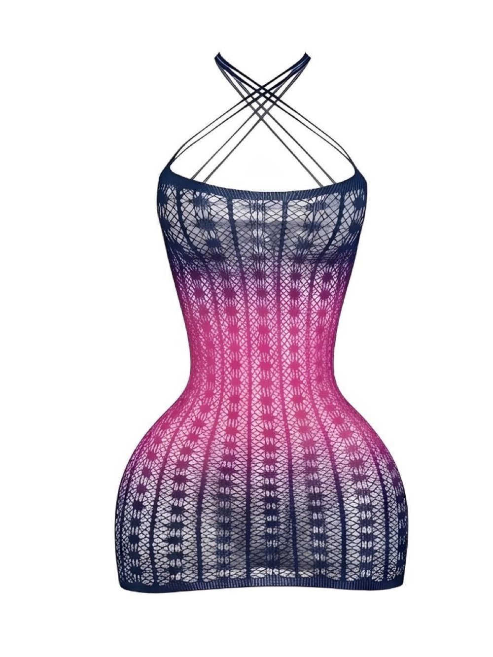 Ombré Criss-Cross Fishnet Mini Dress
